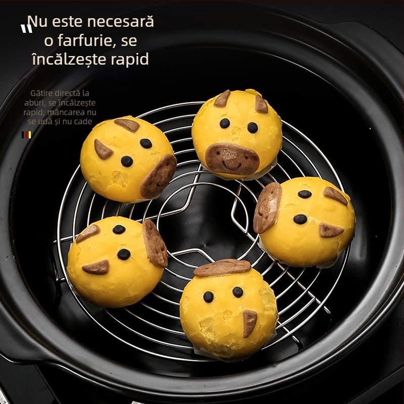 Set mare din oțel inoxidabil pentru gătit la aburi: placă pentru aburi, coș de aburi, tavă, raft pentru aburi și plasă