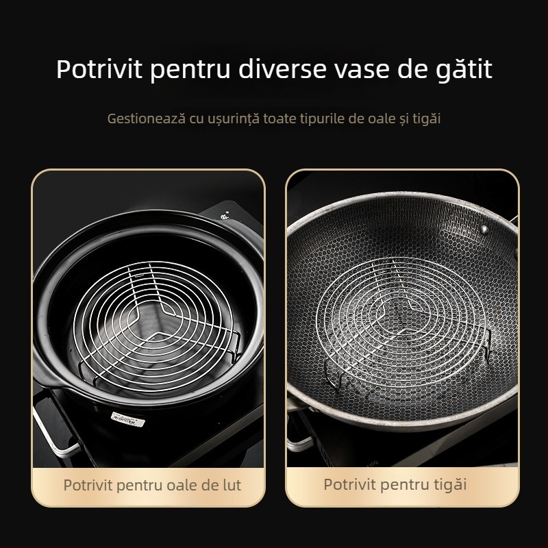 Set mare din oțel inoxidabil pentru gătit la aburi: placă pentru aburi, coș de aburi, tavă, raft pentru aburi și plasă