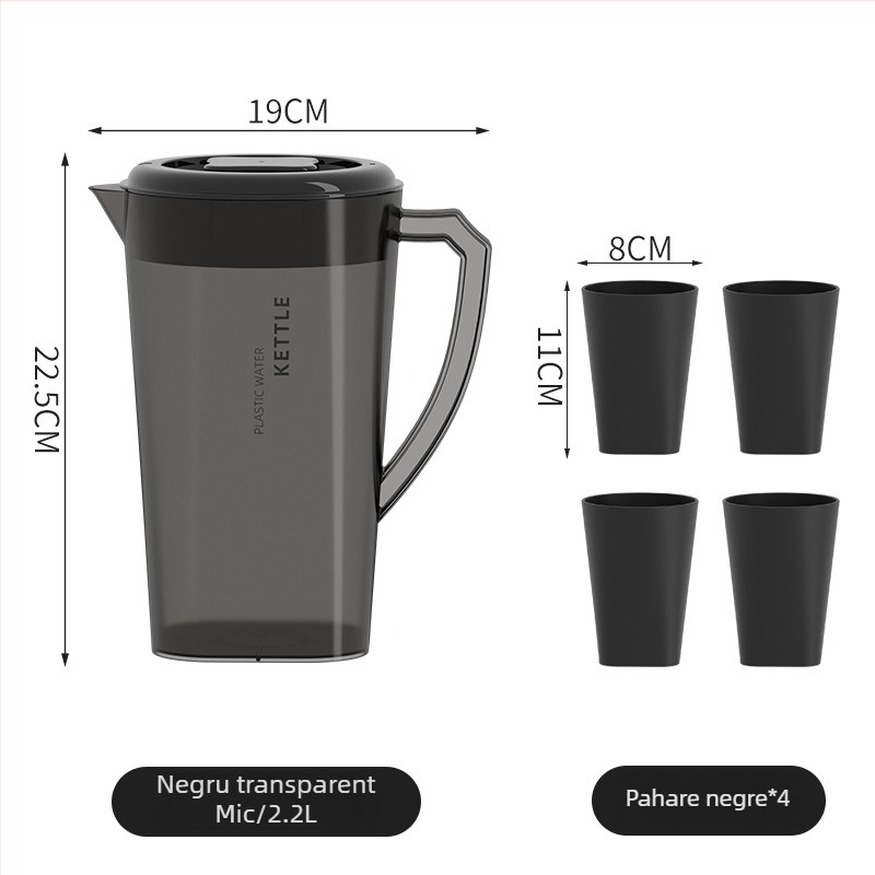 Carafă de apă din plastic de calitate alimentară, rezistentă la temperaturi înalte, capacitate mare, pentru apă, suc, lapte și ceai