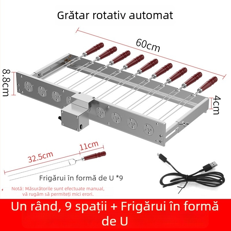 Butterfly grătar pentru BBQ cu întoarcere automată, suport U pentru frigărui, 5V, compatibil cu power bank