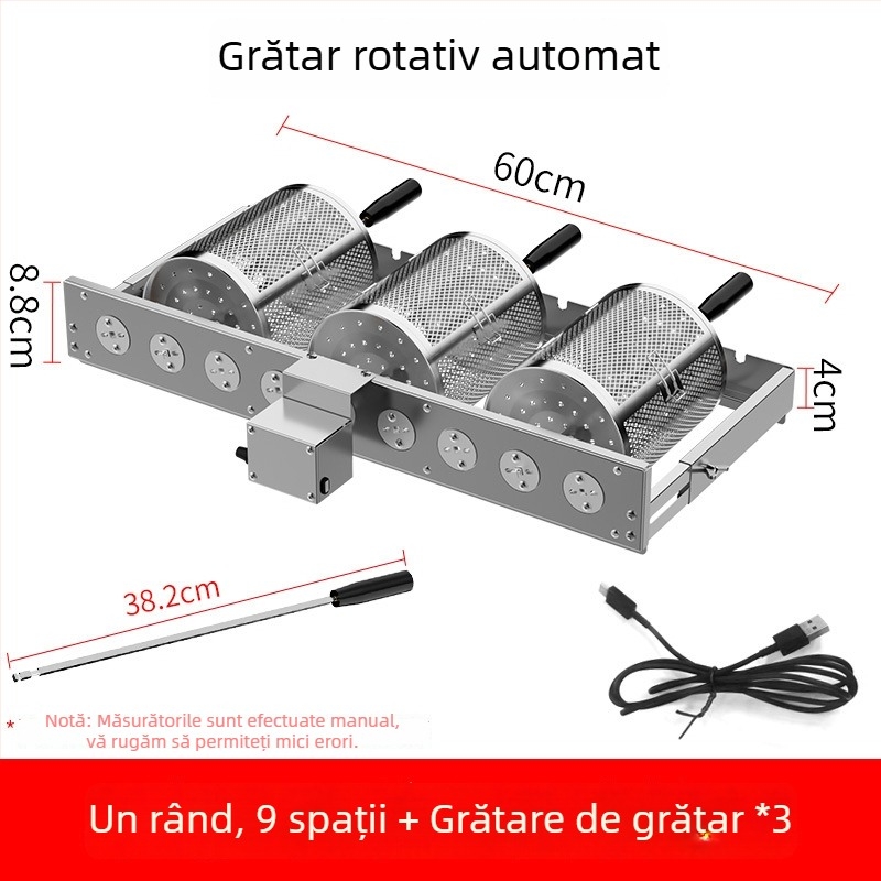 Butterfly grătar pentru BBQ cu întoarcere automată, suport U pentru frigărui, 5V, compatibil cu power bank
