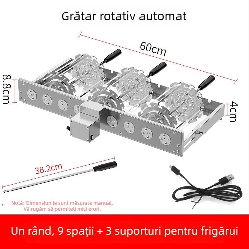 Butterfly grătar pentru BBQ cu întoarcere automată, suport U pentru frigărui, 5V, compatibil cu power bank