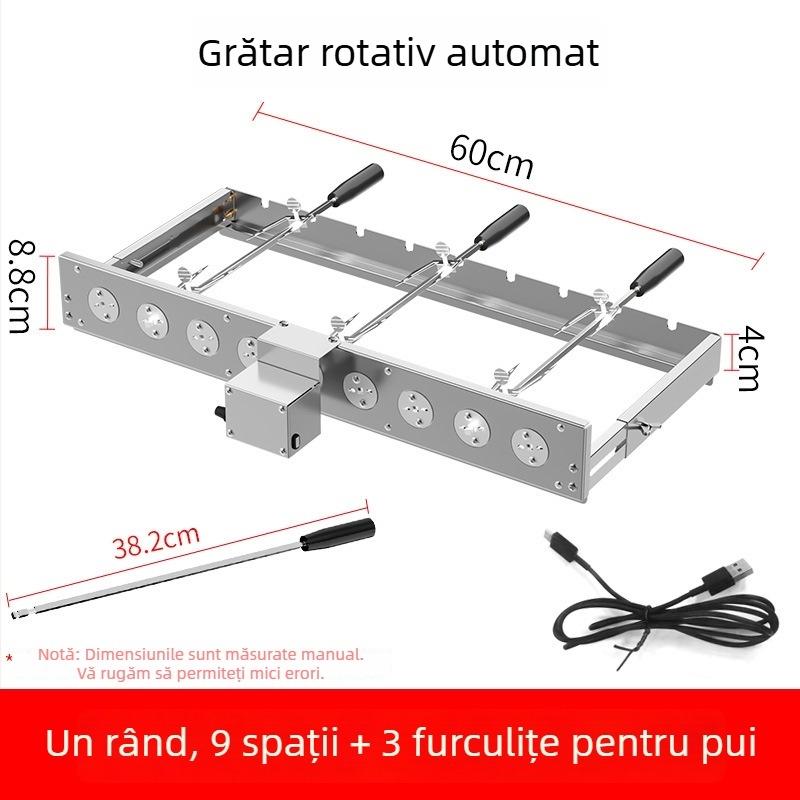 Butterfly grătar pentru BBQ cu întoarcere automată, suport U pentru frigărui, 5V, compatibil cu power bank