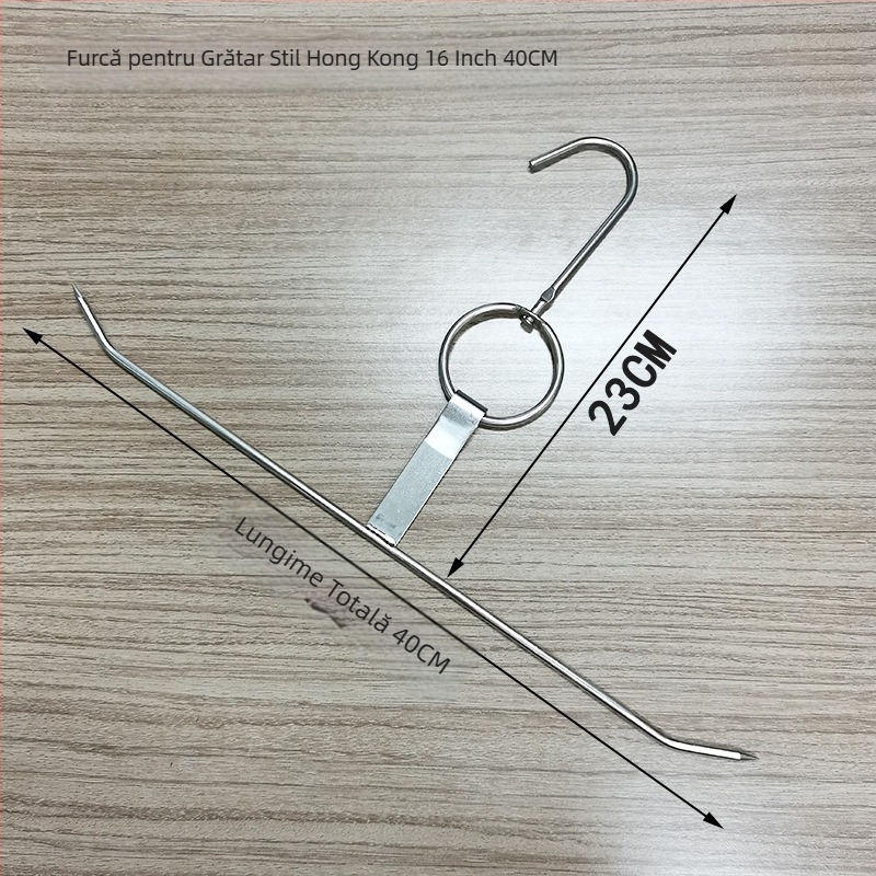 Pingcheng set de barbeque din oțel inoxidabil – inel de porc cu trei straturi pentru grătar, furculiță groasă pentru aripioare de pui, furculiță Pipa și cârlig pentru carne la grătar