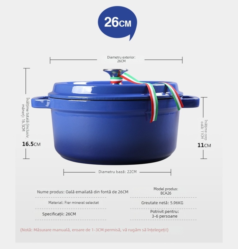 Oală emailată pentru supă, oală pentru tocană și vas de gătit – serie de vase de bucătărie