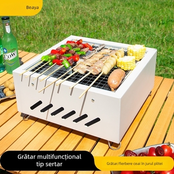 Plită multifuncțională pentru ceai, set complet pentru camping și curte, grătar cu cărbune portabil pentru exterior