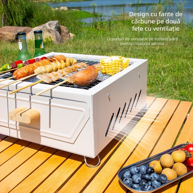 Plită multifuncțională pentru ceai, set complet pentru camping și curte, grătar cu cărbune portabil pentru exterior