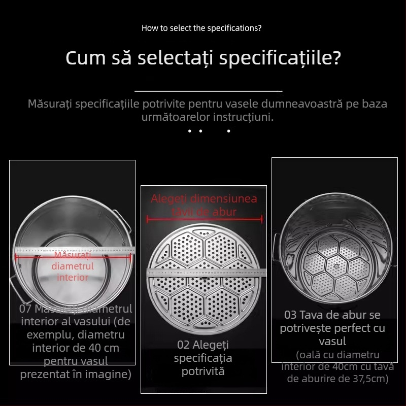 Tavă de abur din oțel inoxidabil 304 și raft pentru oale mari
