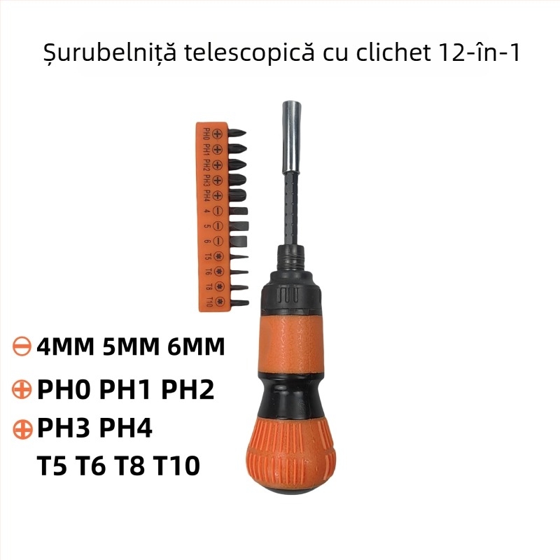 Set universal 38 în 1 cu clichetă și capete pentru întreținere casnică, auto și industrială