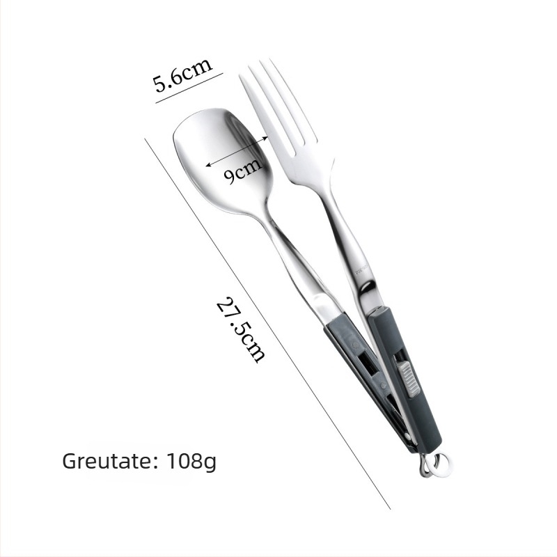 Clești de bucătărie din oțel inoxidabil 304, pentru steak, grătar și pește, cu închidere glisantă