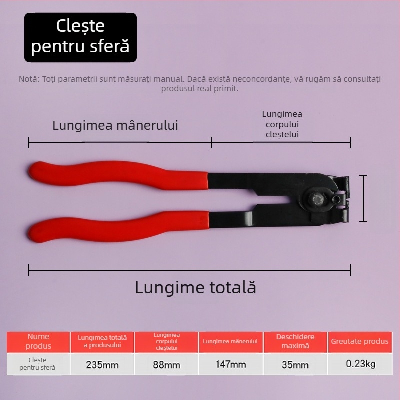 Clește pentru protecția la praf a carcasei cu bile pentru reparații auto