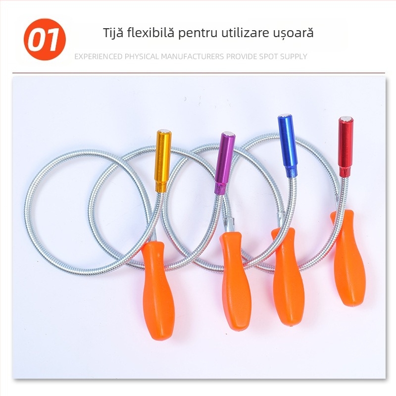 Unealtă magnetică de ridicare cu mâner lung, anti-alunecare, flexibilă, arc curbat, accesoriu pentru reparații auto, mâner din plastic