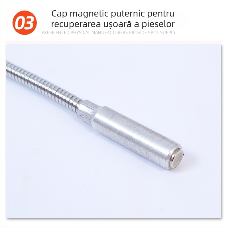 Unealtă magnetică de ridicare cu mâner lung, anti-alunecare, flexibilă, arc curbat, accesoriu pentru reparații auto, mâner din plastic