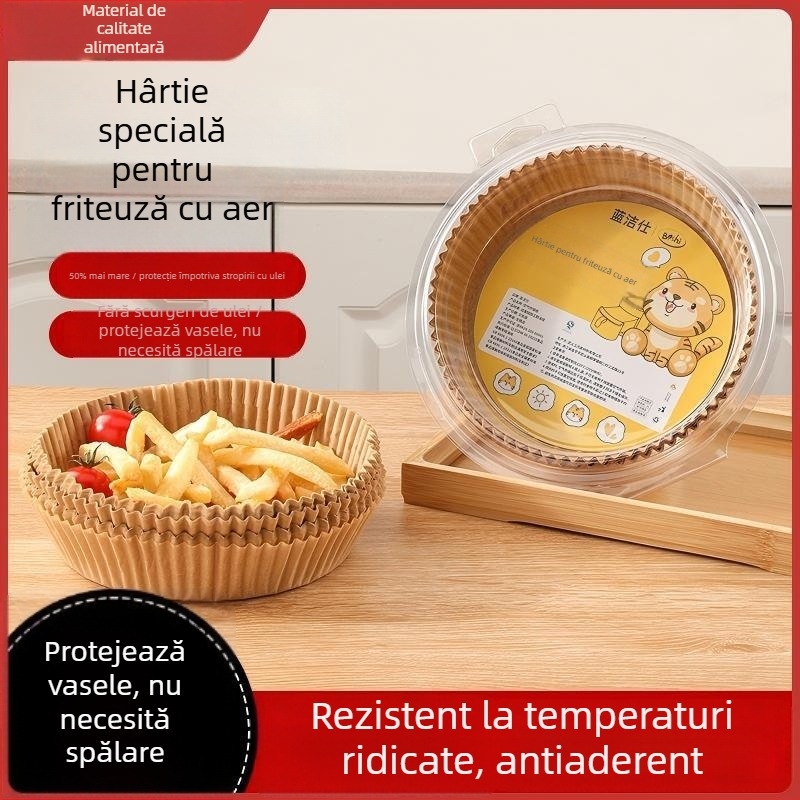 Hârtie pergament absorbantă pentru friteuza cu aer, hârtie de copt cu acoperire din silicon, pătrată
