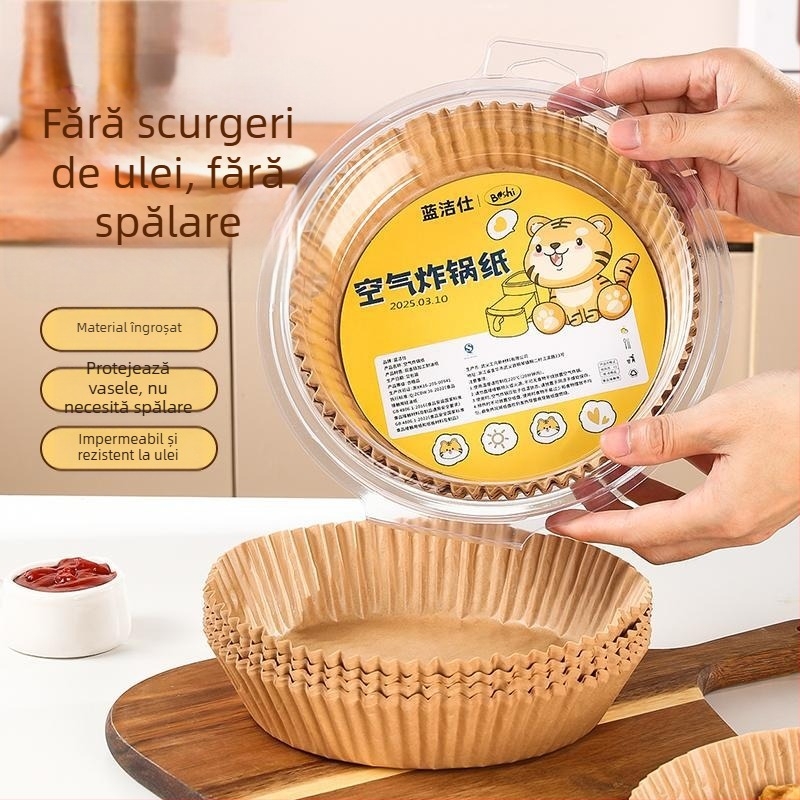 Hârtie pergament absorbantă pentru friteuza cu aer, hârtie de copt cu acoperire din silicon, pătrată
