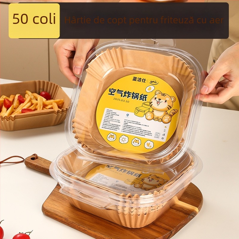 Hârtie pergament absorbantă pentru friteuza cu aer, hârtie de copt cu acoperire din silicon, pătrată