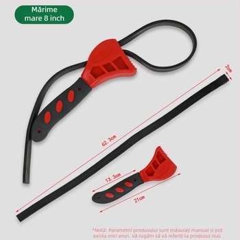 Cheie cu curea multifuncțională de 6-8 inch, cu deschizător reglabil pentru sticle și cheie pentru filtru din cauciuc pentru reparații auto
