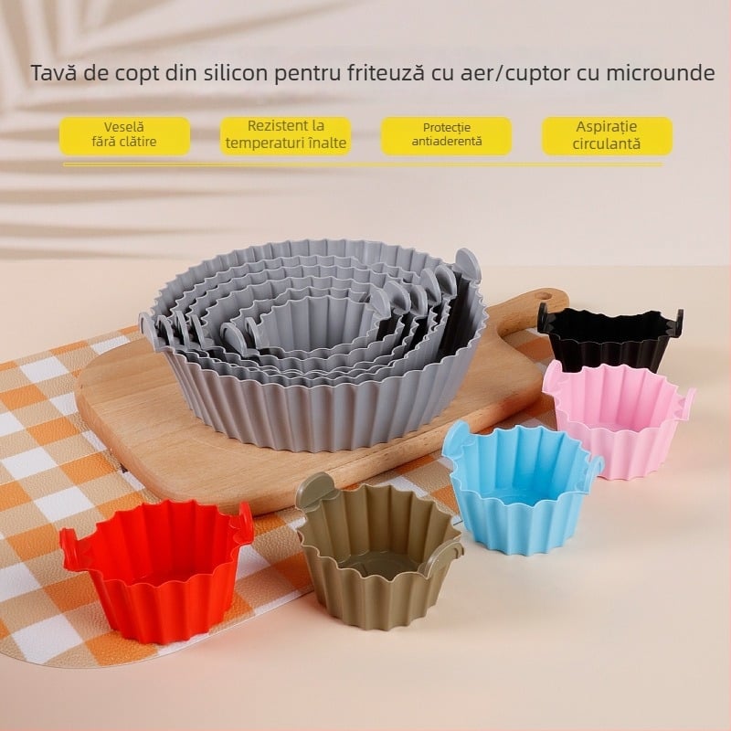 Tavă pătrată din silicon pentru friteuza cu aer, ușor de curățat