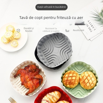 Tavă de silicon rezistentă la temperaturi înalte pentru air fryer, covoraș de copt reutilizabil, tavă de gătit pentru uz casnic.
