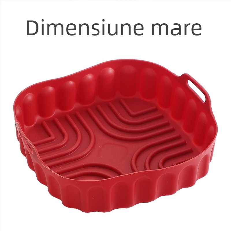 Tavă de silicon rezistentă la temperaturi înalte pentru air fryer, covoraș de copt reutilizabil, tavă de gătit pentru uz casnic.