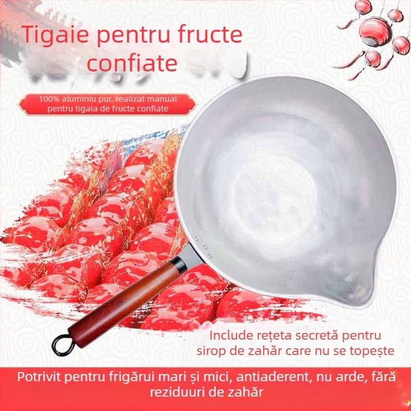 Vas din aluminiu pentru fructe zaharisite, pentru fierbere și scufundare în sirop de zahăr, cu suprafață nelipicioasă, utilizare comercială