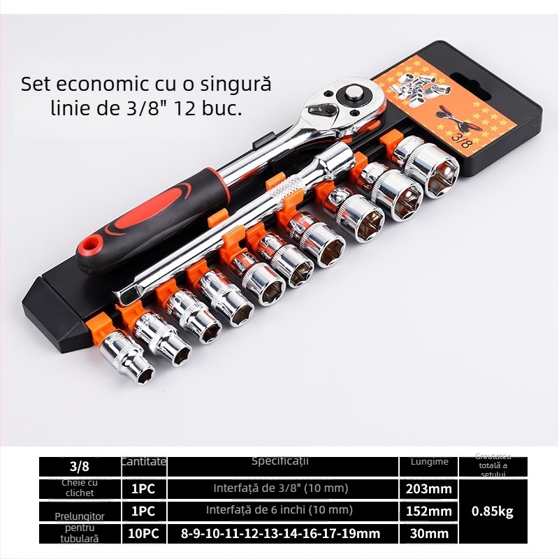 Set de 12 capete cu soclu pentru reparații auto