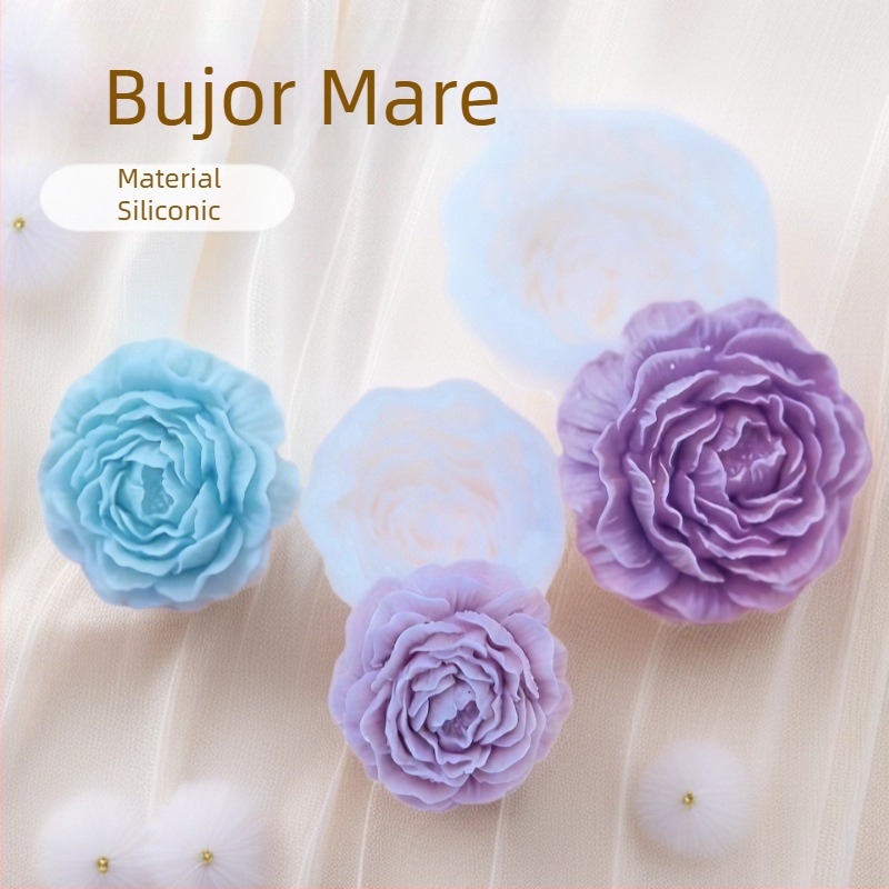 Formă din silicon pentru lumânări cu floare de bujor (mare, medie, mică) pentru săpunuri, ipsos și decorațiuni de coacere