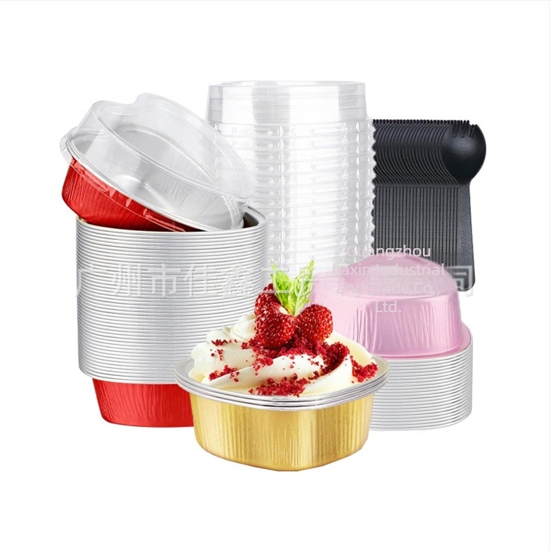 Formă de tort inimă pentru cuptor, ustensile de patiserie pentru uz casnic, forme din folie de aluminiu pentru budincă și prăjituri în air fryer