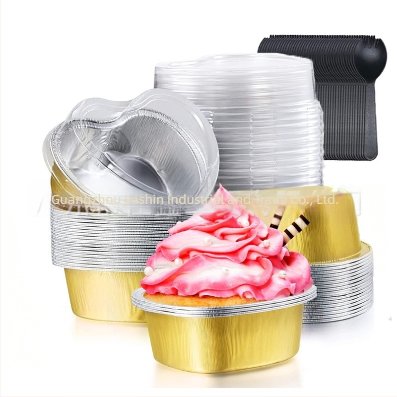 Formă de tort inimă pentru cuptor, ustensile de patiserie pentru uz casnic, forme din folie de aluminiu pentru budincă și prăjituri în air fryer