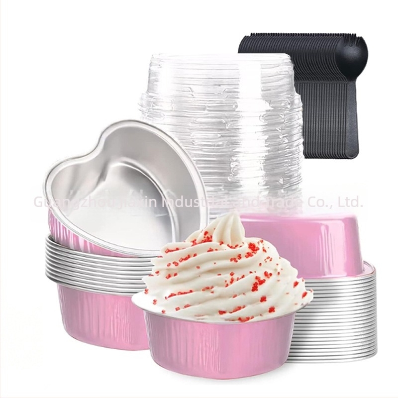 Formă de tort inimă pentru cuptor, ustensile de patiserie pentru uz casnic, forme din folie de aluminiu pentru budincă și prăjituri în air fryer