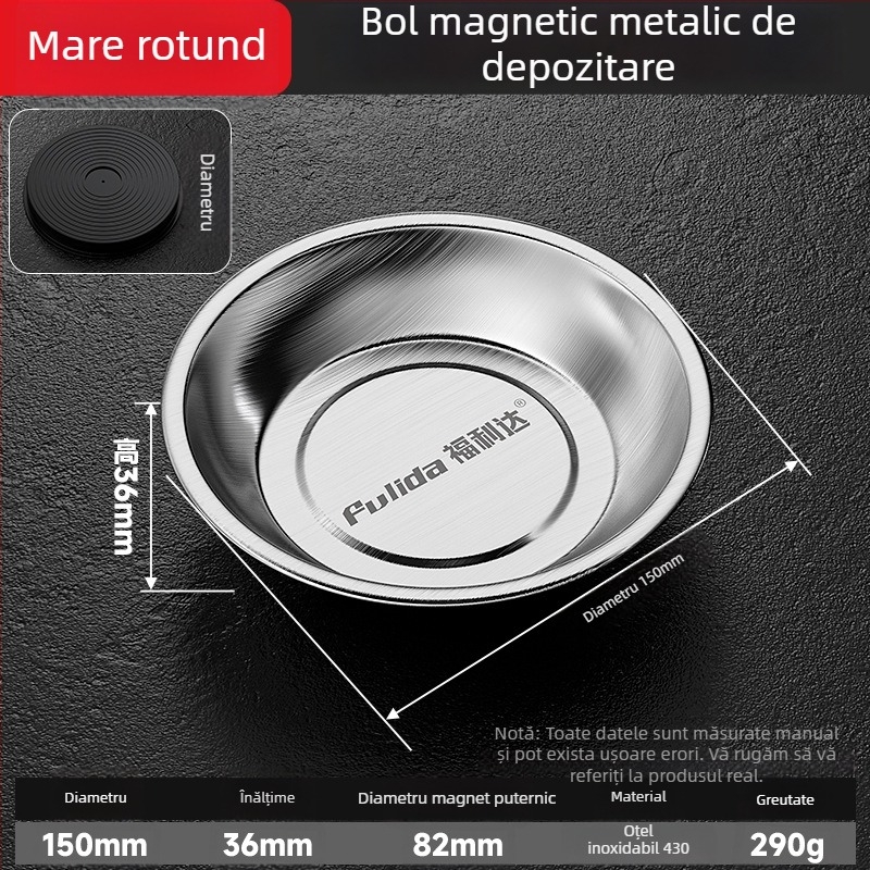Vas magnetic din oțel inoxidabil pentru depozitare unelte auto