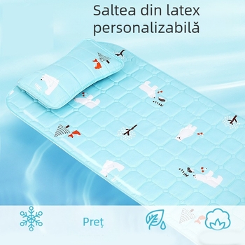 Set saltea pentru copii din ice silk – pliabil, față dublă, răcoritoare, pentru 0–3 ani, două piese, ușor de curățat