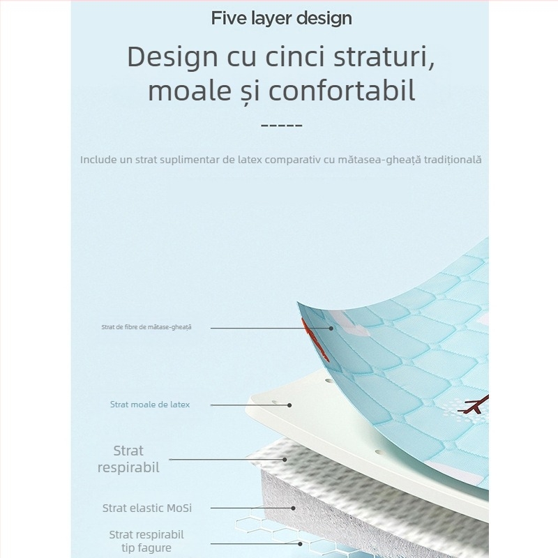 Set saltea pentru copii din ice silk – pliabil, față dublă, răcoritoare, pentru 0–3 ani, două piese, ușor de curățat