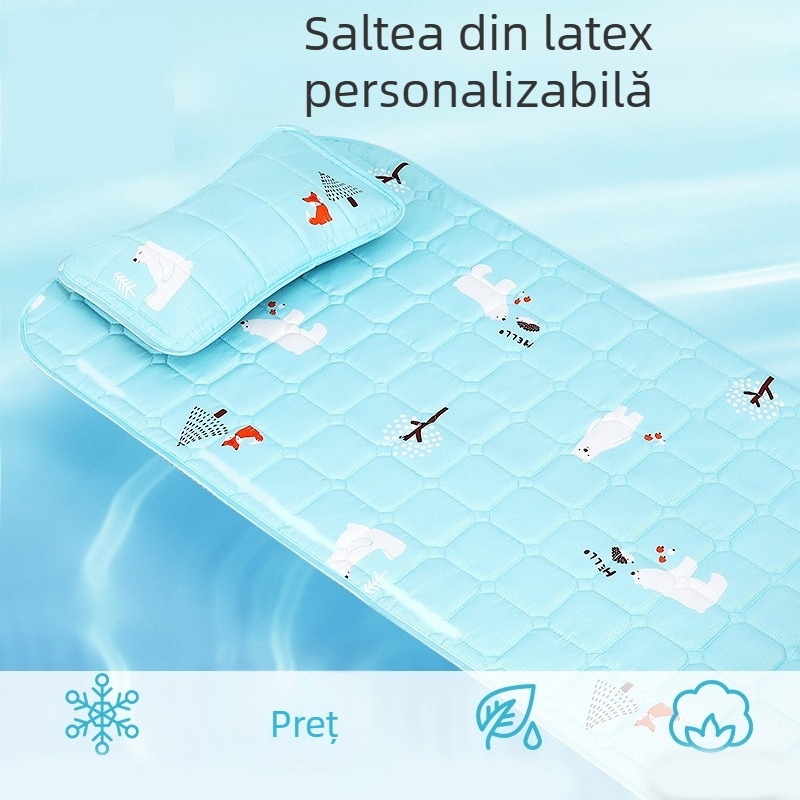 Set saltea pentru copii din ice silk – pliabil, față dublă, răcoritoare, pentru 0–3 ani, două piese, ușor de curățat