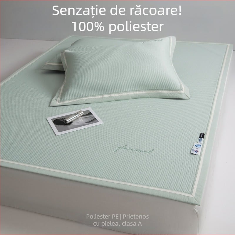 Clasa A, 100% polietilenă, set de trei piese pentru saltea răcire, suprafață ice silk, lavabil în mașină, senzație de răcire, covoraș de climatizare, pentru pat de 2 m