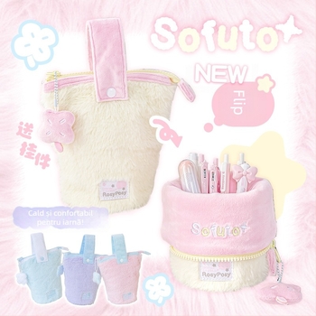 RosyPosy Soft Milky Series penar vertical din pluș, capacitate mare