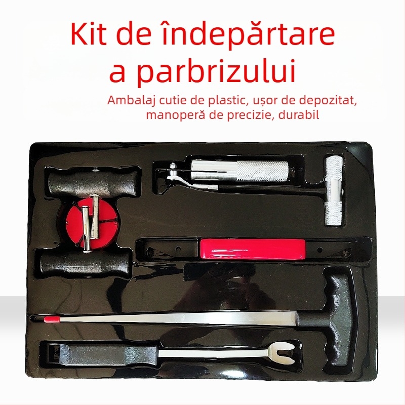 Set de instrumente pentru demontarea parbrizului auto, cu sârmă din oțel – set de șapte piese
