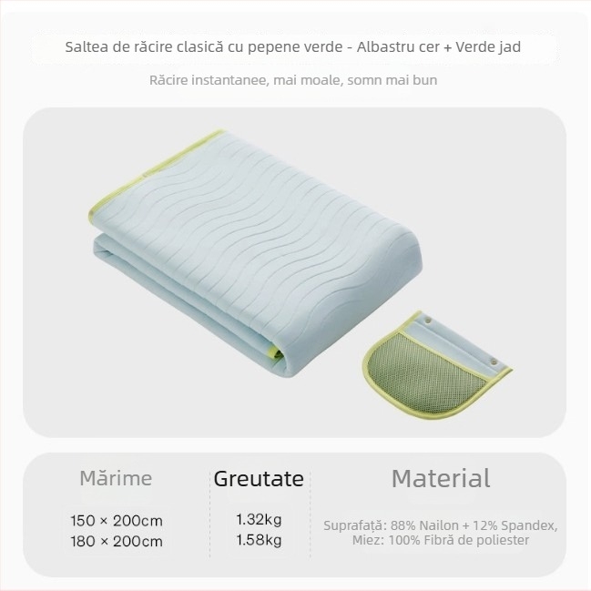Saltea de pat pliabilă din ice silk, răcire instantanee, lavabilă la mașină, vară, potrivită pentru pat de 1,5–1,8 m