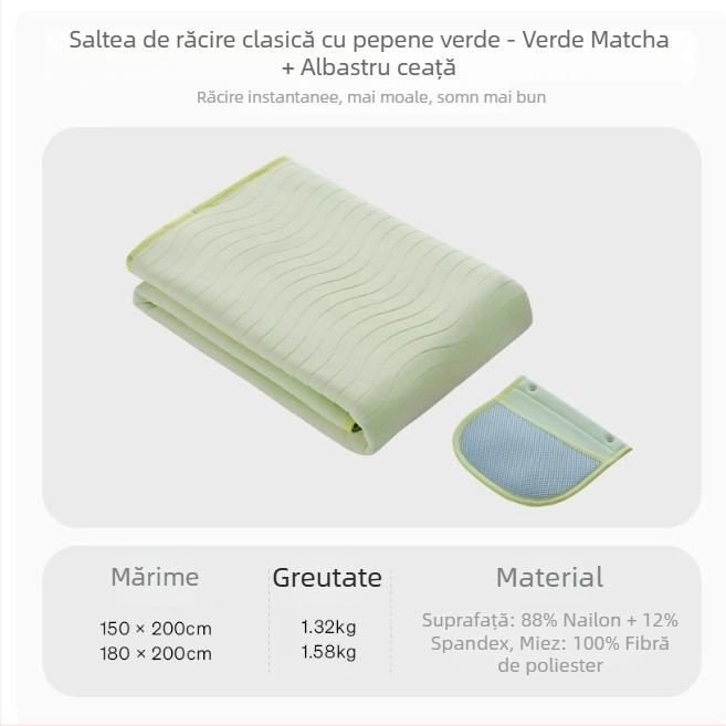 Saltea de pat pliabilă din ice silk, răcire instantanee, lavabilă la mașină, vară, potrivită pentru pat de 1,5–1,8 m