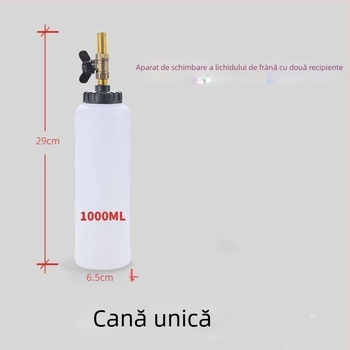 Dispozitiv pneumatic pentru înlocuirea fluidului de frână – kit de umplere/extragere cu recipient de 1000 ml, pompă 750 ml, conductă rezistentă la presiune, duză de aer și furtun