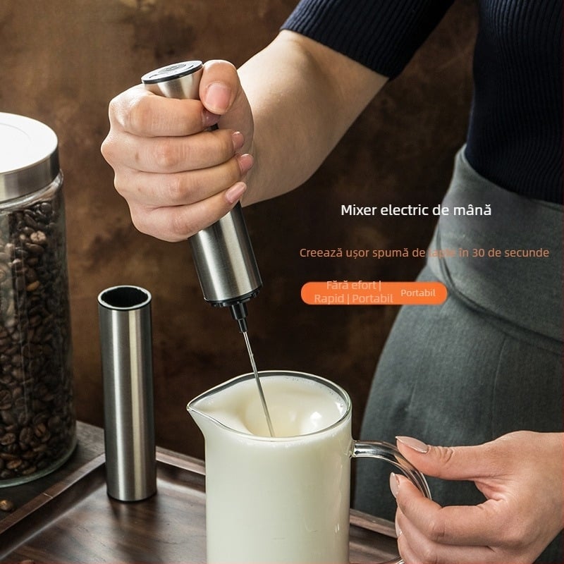 Tel pentru ouă și bețișor de amestecare, spumator de lapte pentru cafea, aparat mic pentru latte art, pentru uz casnic