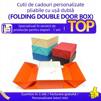 Cutie cadou cu deschidere dublă, pliabilă dintr-un singur panou, personalizată din carton special de hârtie