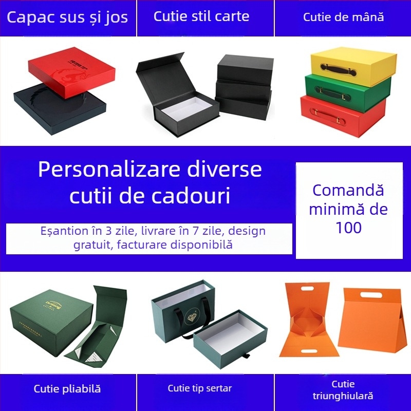 Cutie cadou cu deschidere dublă, pliabilă dintr-un singur panou, personalizată din carton special de hârtie