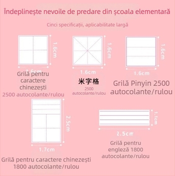Etichete de corectură pentru elevi de școală primară, etichete fără urme de corecție, multifuncționale pentru grile de caractere chinezești, pinyin și engleză
