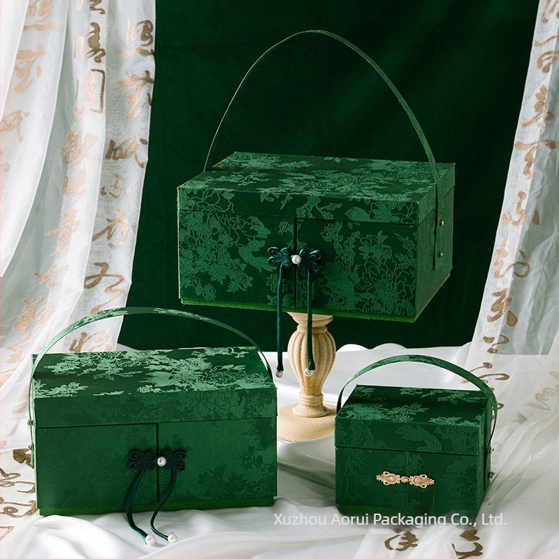 Cutie cadou din brocart chinezesc, ambalaj de cadouri din brocart, culori: verde închis, roz cireș, roșu clasic, șampanie; dimensiuni: mic 13,5×10,5×9,5 cm, mediu 23,5×15×12 cm, mare 26×20,5×13 cm