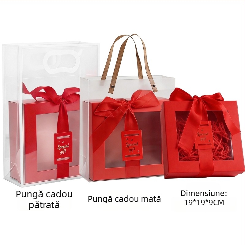 Cutie cadou pentru ziua de naștere, cu fereastră transparentă și capac, cutie goală, cutie cadou premium, portabilă