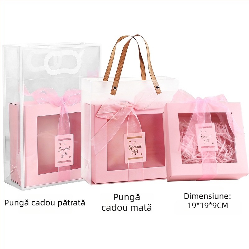 Cutie cadou pentru ziua de naștere, cu fereastră transparentă și capac, cutie goală, cutie cadou premium, portabilă
