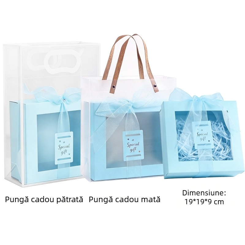 Cutie cadou pentru ziua de naștere, cu fereastră transparentă și capac, cutie goală, cutie cadou premium, portabilă