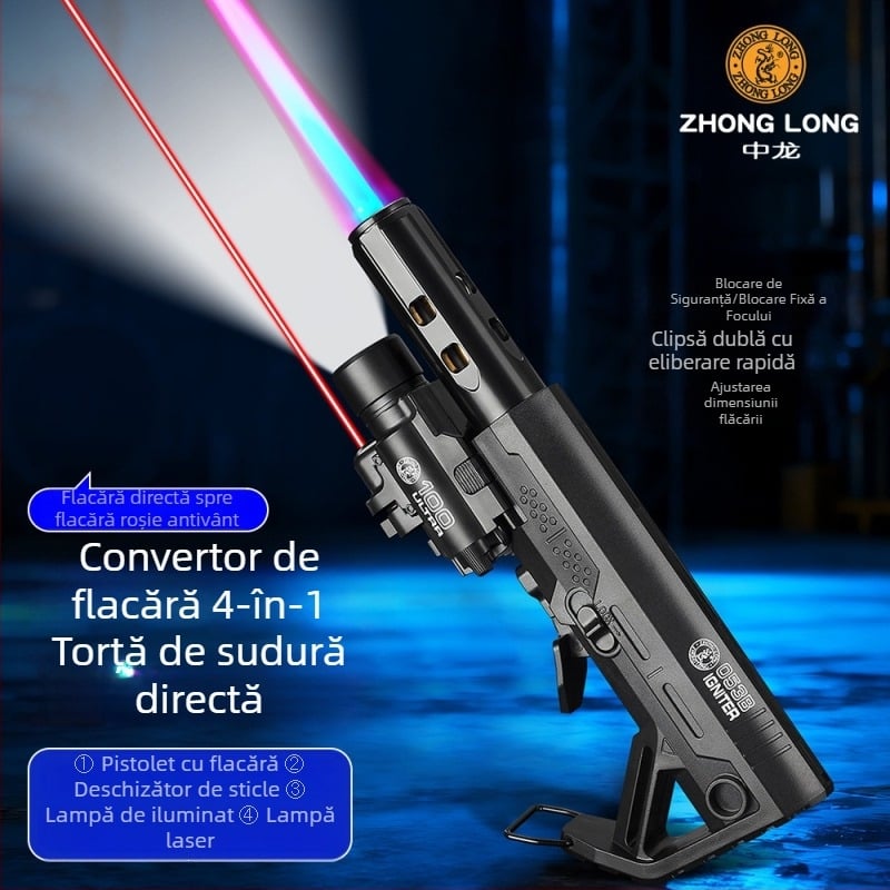 Zhonglong ZL-053B Aprindere pentru trabucuri, rezistentă la temperaturi înalte, pentru grătar în aer liber, aprindere cu flacără directă, reîncărcabilă, torță portabilă