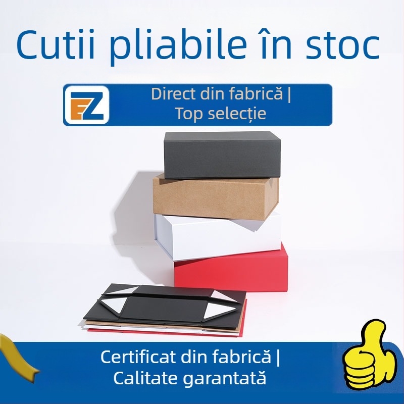 Cutie cadou pliabilă din carton rigid, mare, economisește spațiu, capac rabatabil, personalizabil